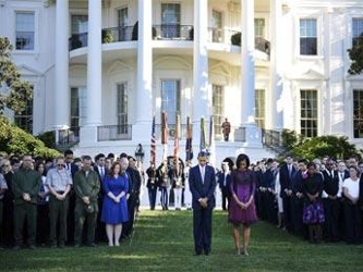 El presidente Barack Obama asistió a la ceremonia del Pentágono y el vicepresidente...