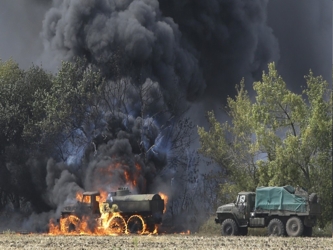 Fuego sostenido de mortero y artillería también se escuchó en Donetsk, el...