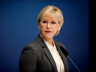 La ministra de Relaciones Exteriores sueca, Margot Wallstrom, dijo a periodistas que su Gobierno...