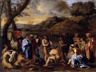 Apareció Juan bautizando en el desierto, proclamando un bautismo de conversión para...