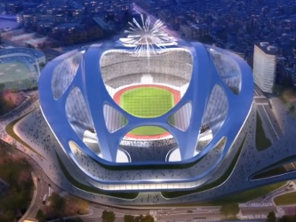 Los dos gigantescos arcos que coronan el estadio, criticados por su alto coste, se...
