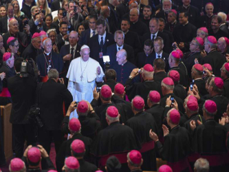 La audiencia del Papa estuvo compuesta por obispos, arzobispos y cardenales.