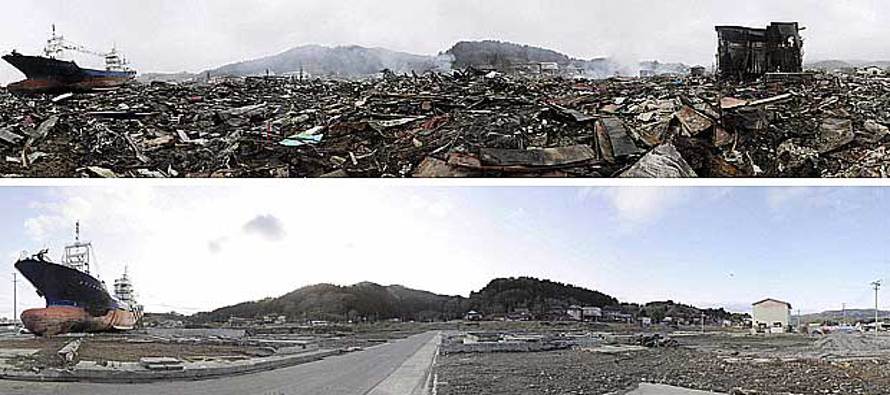 El fuerte sismo y el tsunami del 11 de marzo de 2011 inundaron gran parte de la costa noreste de...