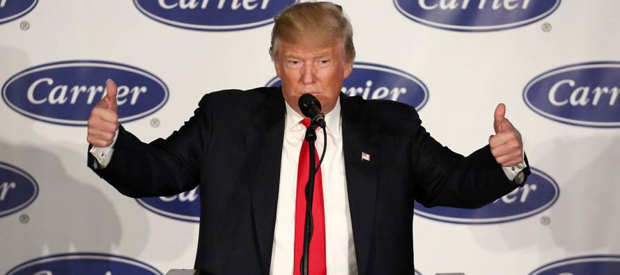 Donald Trump, acudió hoy a la planta de Carrier en Indiana para subrayar haber cumplido con...