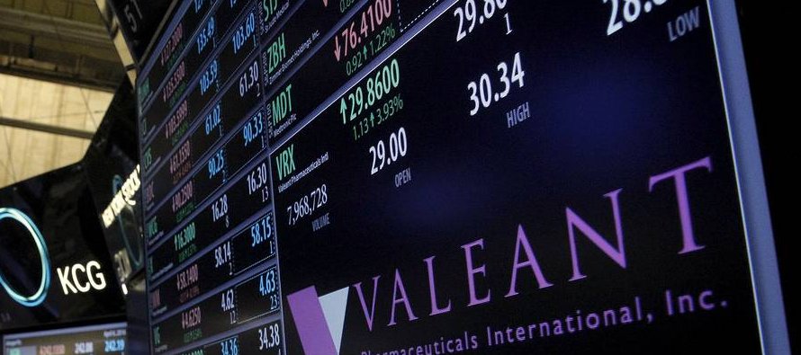 Los títulos de Valeant que cotizan en la Bolsa de Nueva York cayeron con fuerza un 10,07 % y...