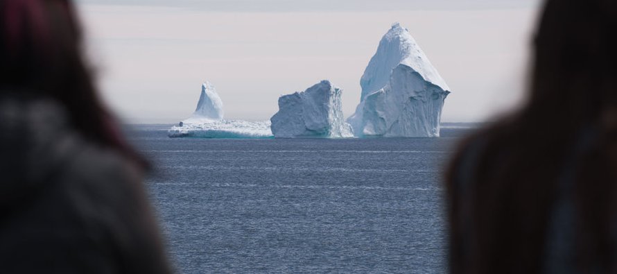La popularidad del iceberg provocó fuertes atascos en la carretera que conecta Ferryland con...