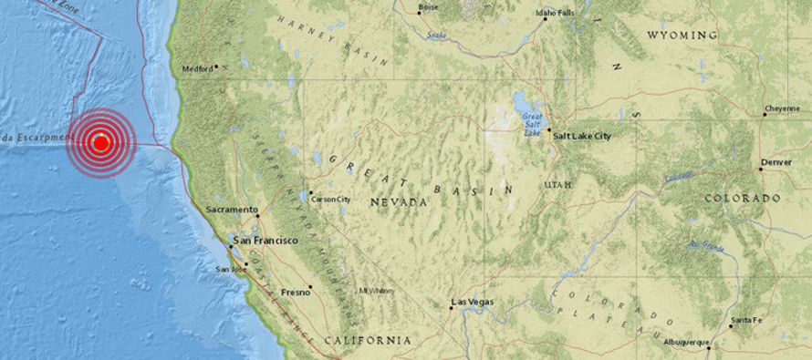 El epicentro del sismo, que tuvo lugar a 204 kilómetros de la ciudad Ferndale, en el condado...