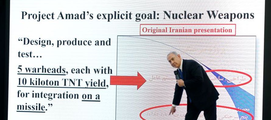 Netanyahu mostró copias de las carpetas y CD en los que se obtuvo la información y...