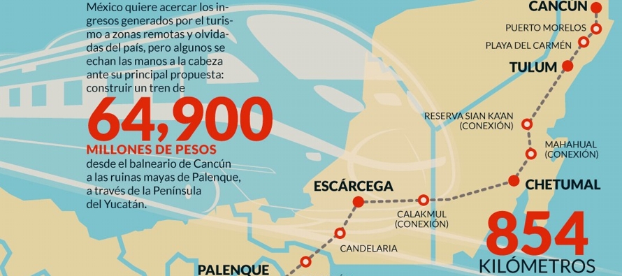 La propuesta consiste en unir Palenque, donde están unas famosas ruinas mayas, por un lado...