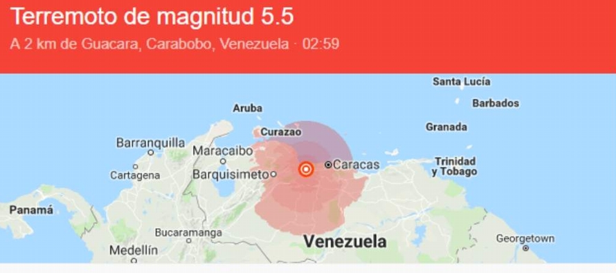 El temblor tuvo su epicentro en el estado de Carabobo, a unos 5 kilómetros al noreste del...