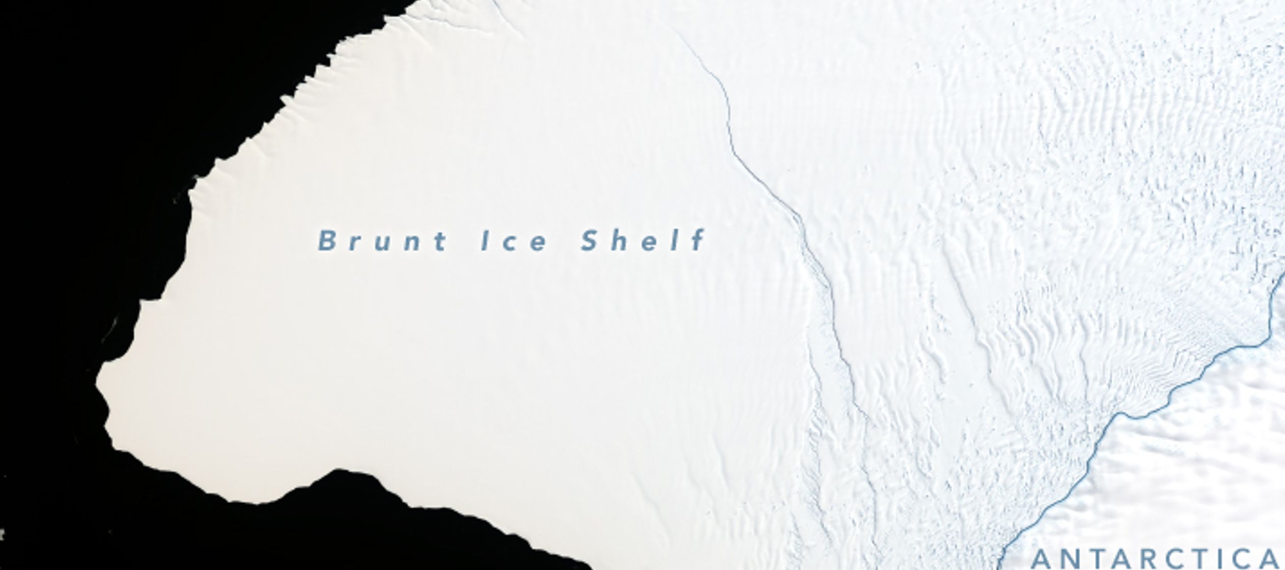 Las arrugas se deben a la forma en que el hielo fluye sobre una formación submarina, donde...