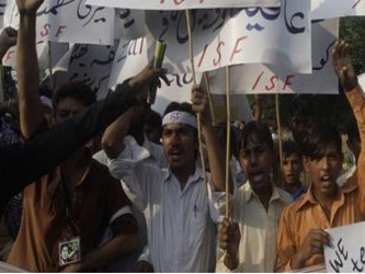La manifestación de Karachi, capital económica de Pakistán con 18 millones de...