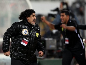 El entrenador argentino del Al-Wasl, Diego Maradona, durant un partido ante el Sharjah Club en...