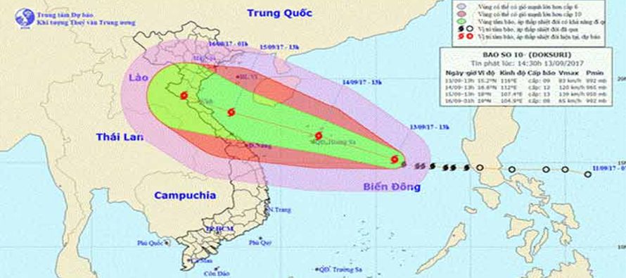 Vietnam espera para el sábado al tifón Doksuri, que de evolucionar como se espera...