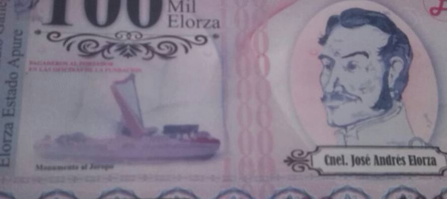 Los billetes con el rostro del líder independentista José Andrés Elorza, que...