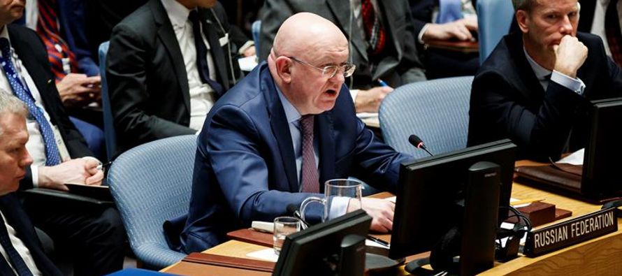 El embajador ruso ante Naciones Unidas, Vasili Nebenzia, insistió en que el supuesto ataque...