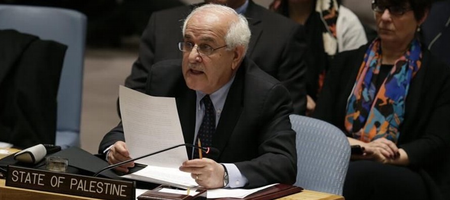 El embajador palestino ante Naciones Unidas, Riyad Mansur, dijo a los periodistas que el Consejo...