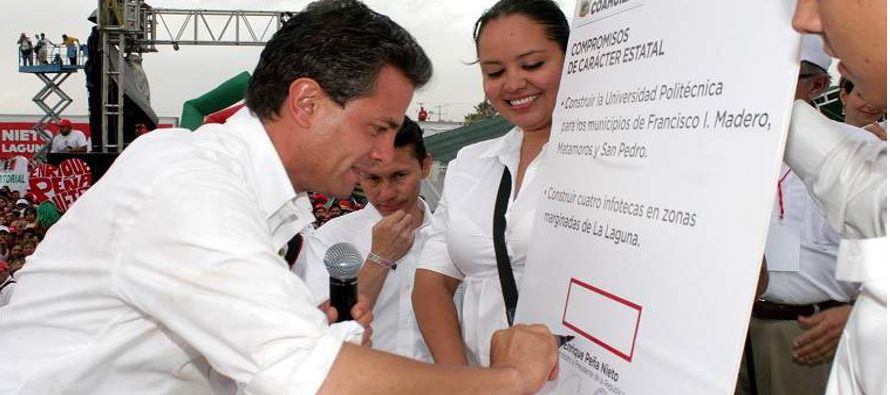 En el 2012 Enrique Peña Nieto inició su campaña electoral con el lema "Te...