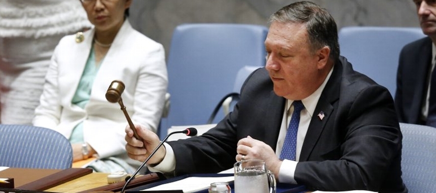 Pompeo, que preside una sesión especial del Consejo de Seguridad de la ONU, dijo que la...
