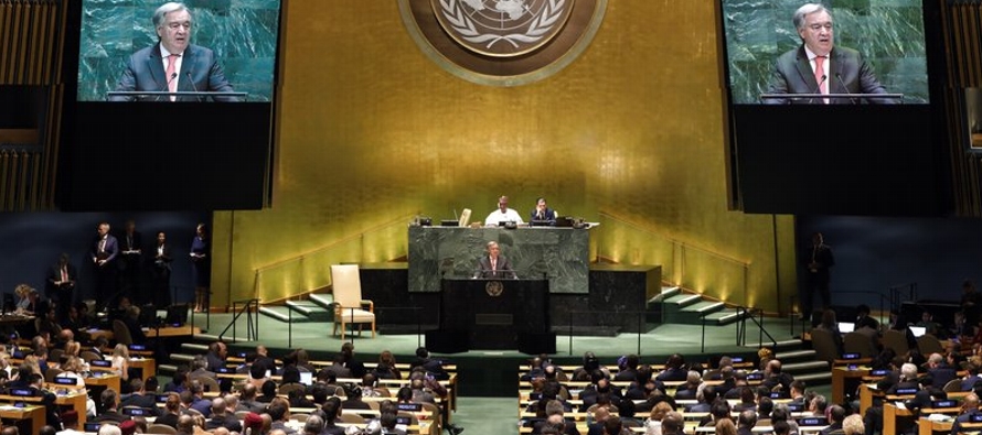 En su discurso anual sobre el estado del mundo a los jefes de estado o gobierno reunidos en la...