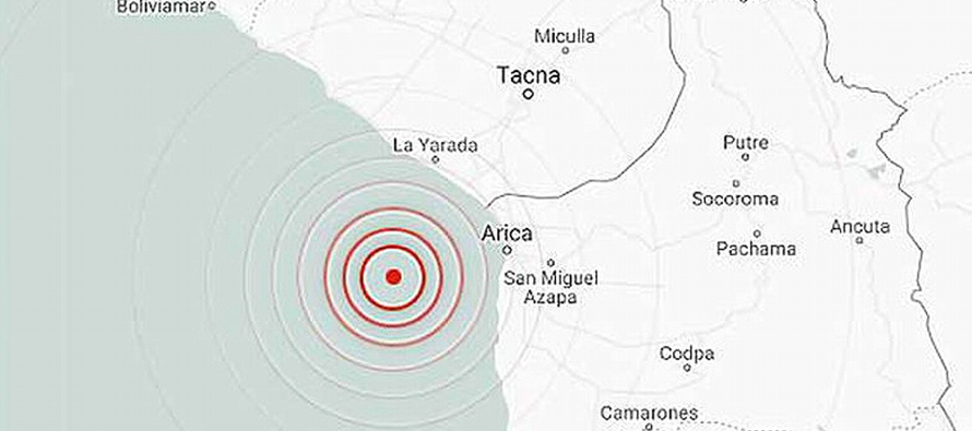 El temblor se produjo en la madrugada en las regiones de Arica, Parinacota y Tarapacá, en la...