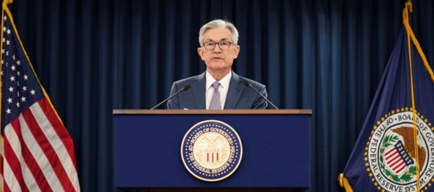 El presidente de la Reserva Federal de Estados Unidos, Jerome Powell, durante su conferencia de...