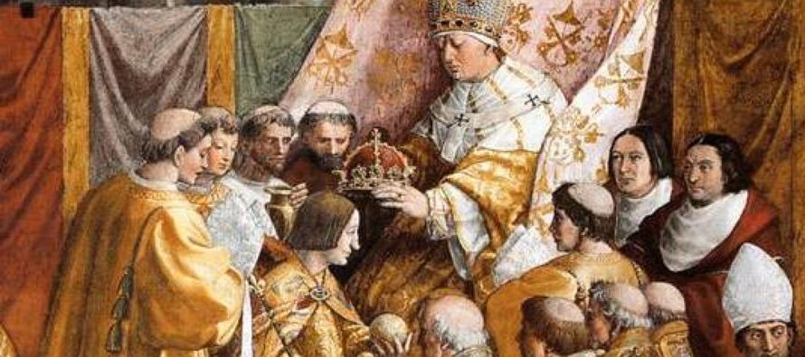 En Roma, en la basílica de San Pedro, san León III, papa, quien coronó como...