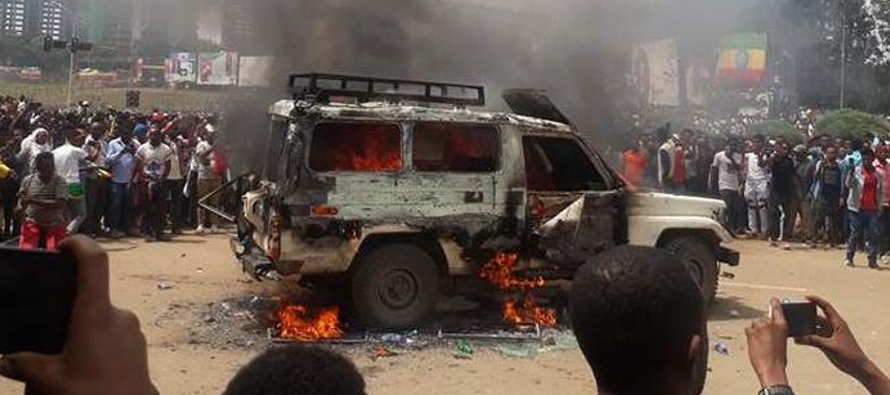El martes se reportaron protestas violentas en la capital, Adís Abeba, luego de que Hachalu...