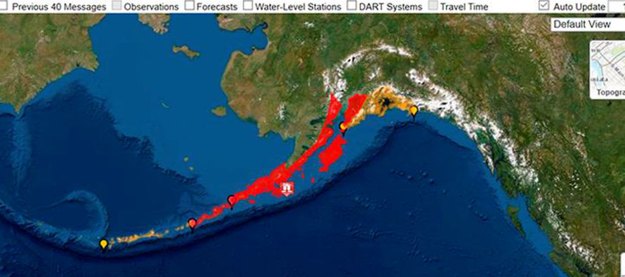El temblor provocó una alerta de tsunami para el sur de Alaska, la Península de...