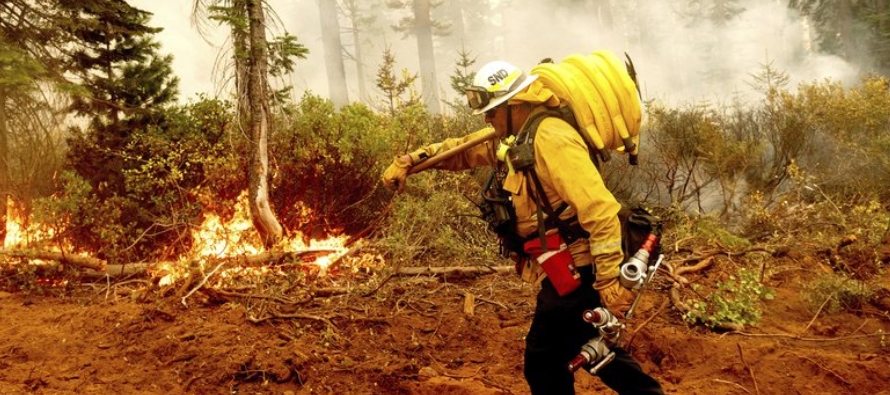Los bomberos evitaron el miércoles que un incendio forestal en California dañara el...