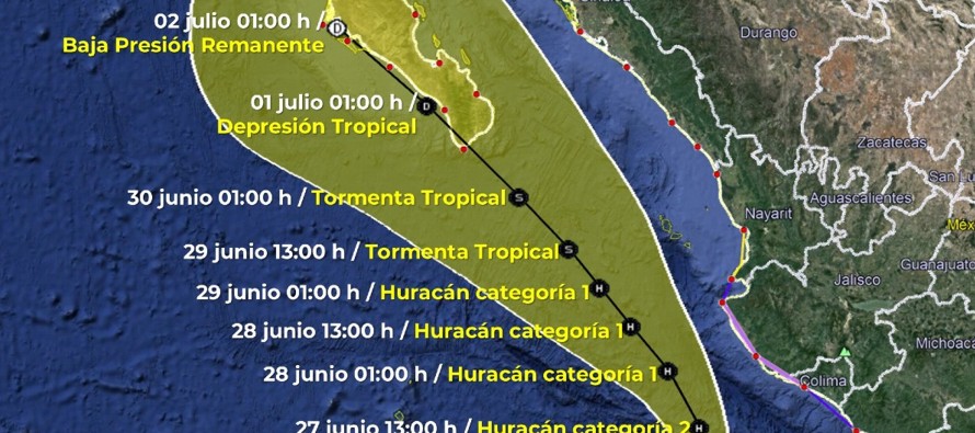 Según el Centro Nacional de Huracanes de Estados Unidos, Enrique se localizaba el lunes por...