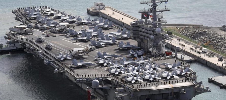El USS Ronald Reagan y su flotilla llegará a una base naval en el noreste de Corea del Sur...