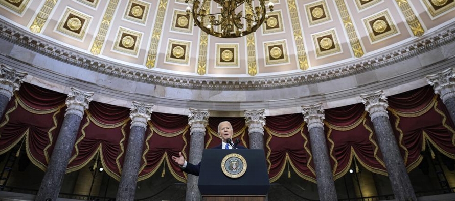 En su discurso del jueves, Biden no mencionó el nombre del expresidente. Sin embargo,...